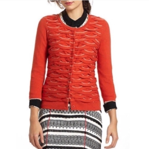 Anthropologie Sweaters - ANTHRO YELLOW BIRD Orange Winter Waves Cardigan